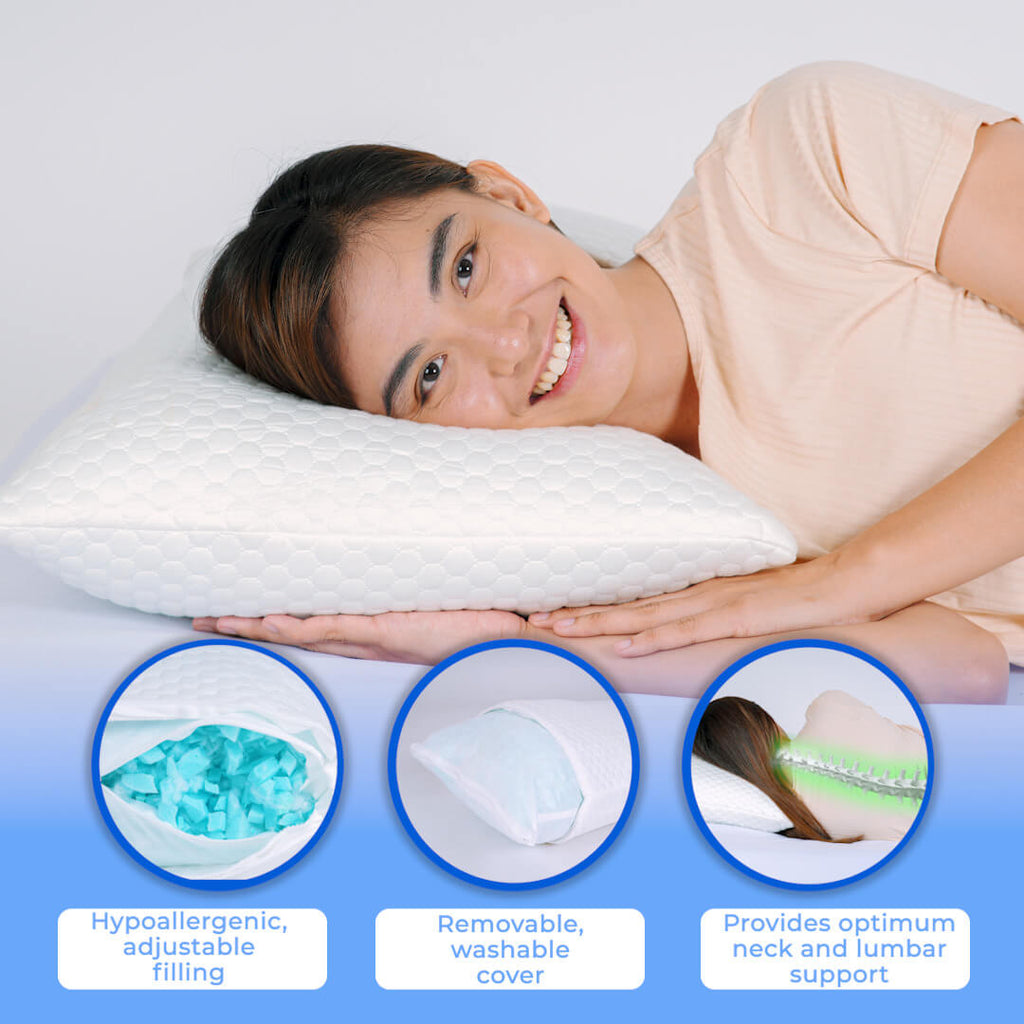 SmoothSpine™ Adjustable Pillow - For Side, Back, Stomach Sleepers