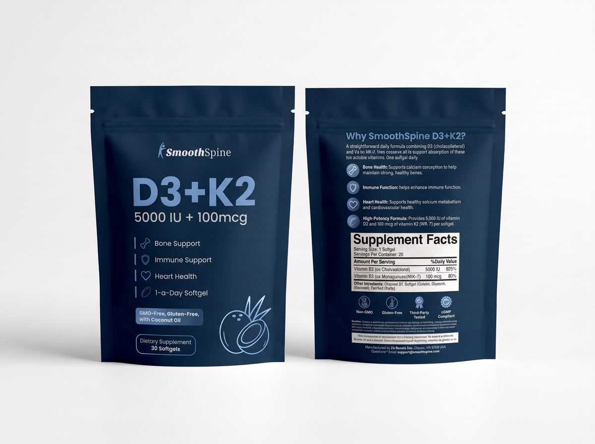 Vitamin D3+K2 Supplement (5000 IU + 100 mcg) - SmoothSpine