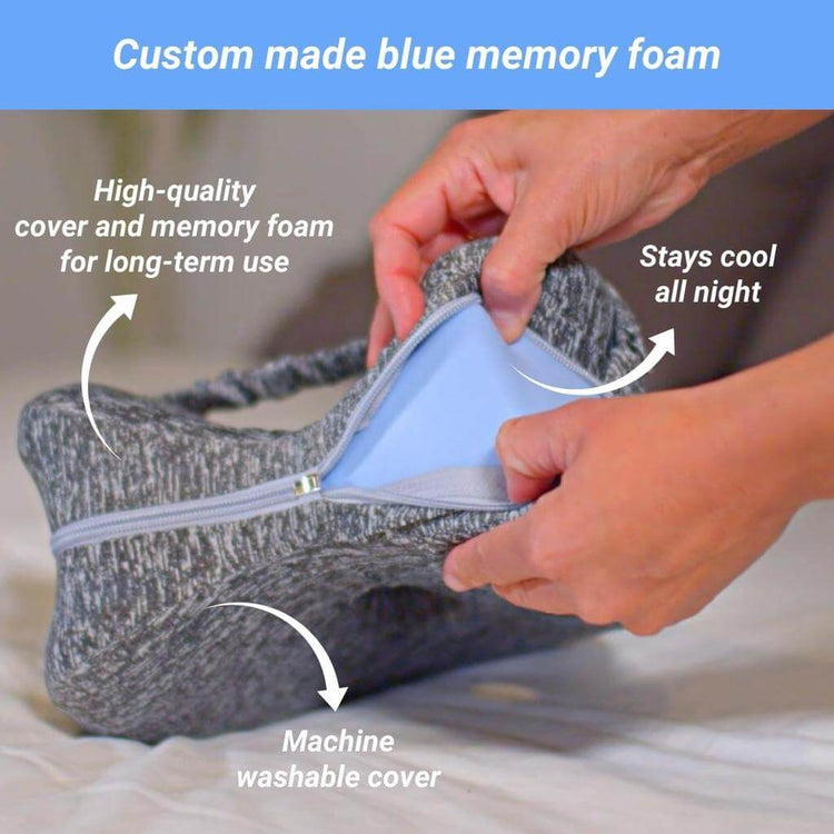 (Blue) Orthopedic Pillow for Sleeping, Memory Foam, Leg Pillows, Knee Support Cushion